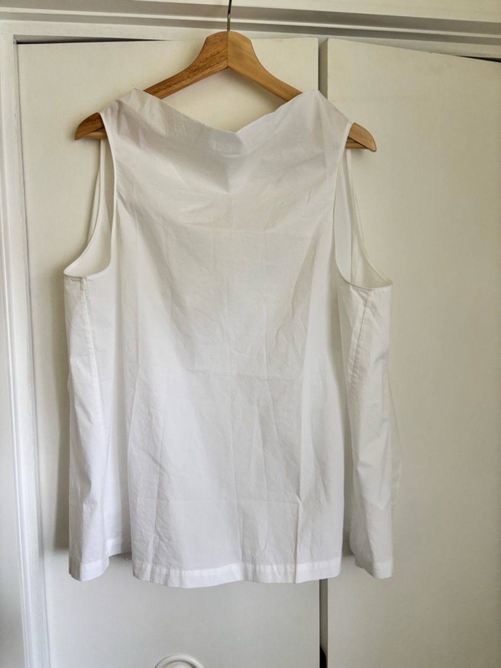 Cotton Poplin Cowl-Neck Open-Back Top - NWOT